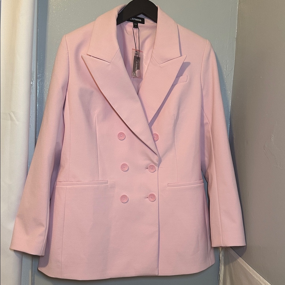 Express Double-Breasted Light Pink Blazer - Picture 9 of 9